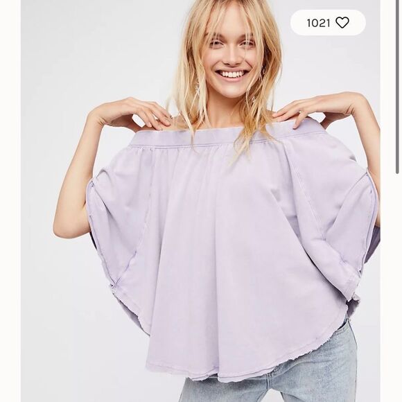 Free People Grey Oversized Off Shoulder Raw Edge Sweatshirt Top - Picture 14 of 14